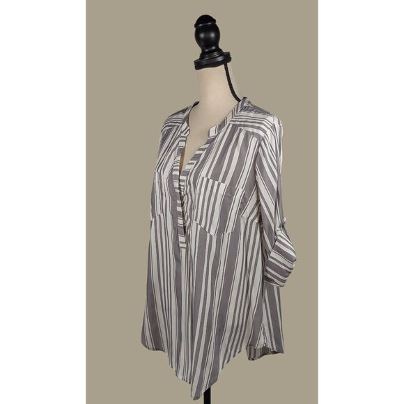 Torrid Gray and White Striped 100% Modal Harper Blouse Size Large (12) NWT - Picture 3 of 11
